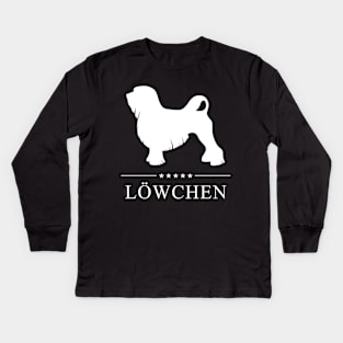 Lowchen Dog White Silhouette Kids Long Sleeve T-Shirt